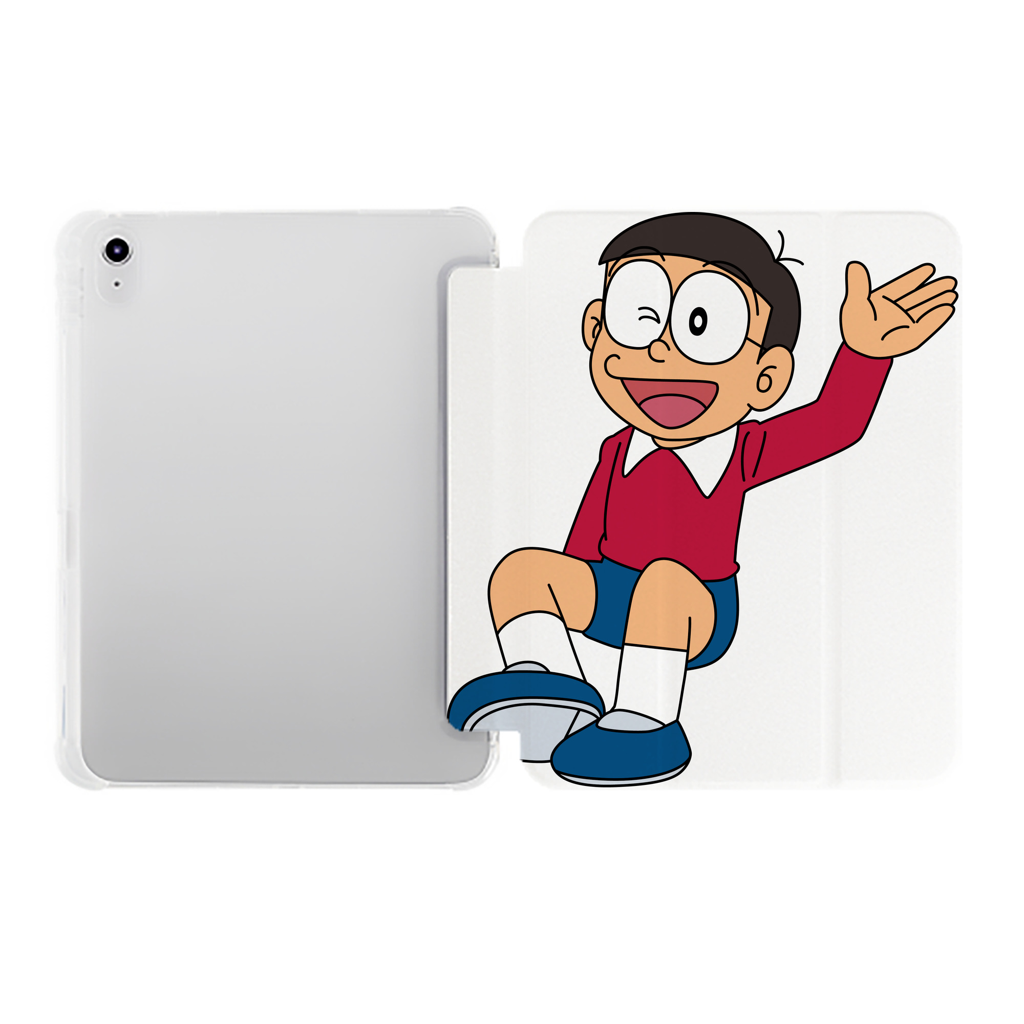 （画像用） ドラえもん 野比 のび太 Doraemon Nobita Nobi IPad ケース ペン収納付き 三つ折りスタンド PUレザー×シリコン 対応機種9.5/10.5/10.9インチ